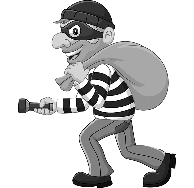 Cartoon Thief with a sack full of something slung over his back