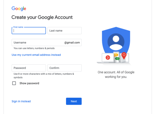 Google account password requirements